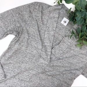 CAbi Placket Tee V Neck Top Heather Gray #3060